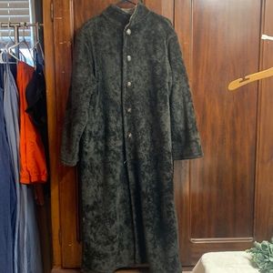 Denali reversible brown/taupe green long heavy felted fleece coat approx L/XL